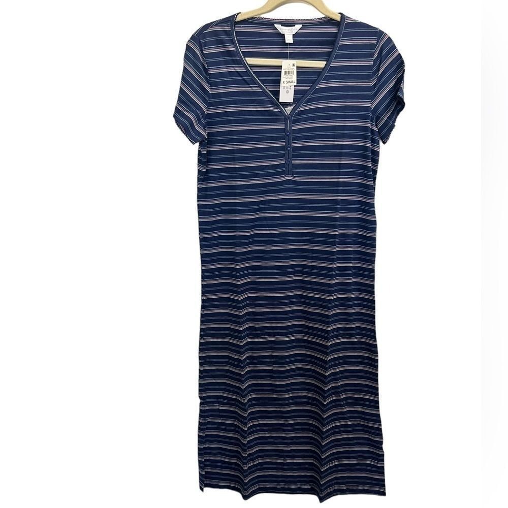 Charter Club blue stripes night shirt size XS - Picture 4 of 7